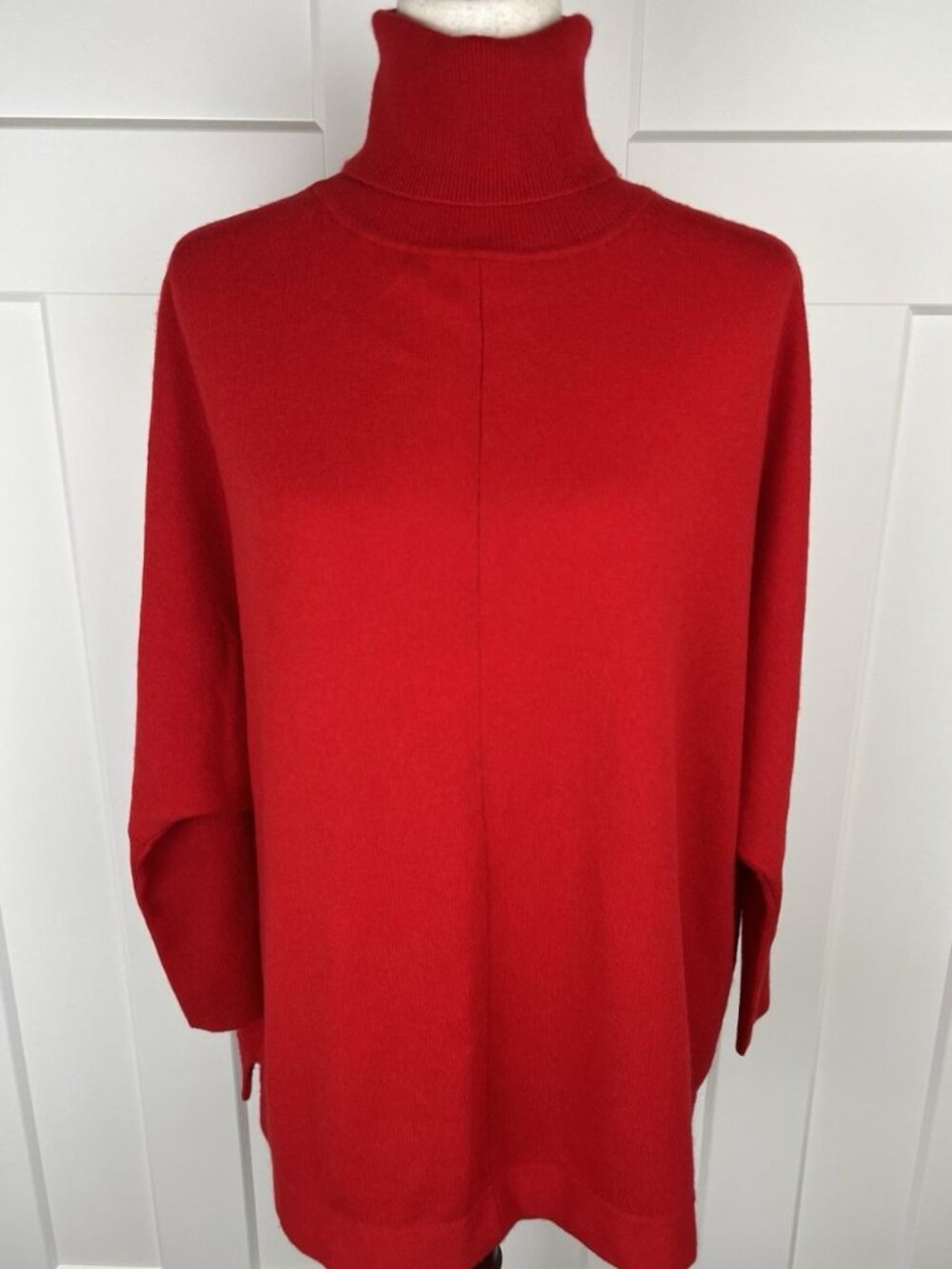 Peck & Peck 100% Cashmere Turtleneck Sweater Red Oversized Dolman S/M